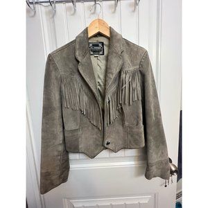 Vintage grey suede fringe jacket